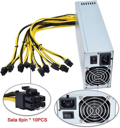 12V 166A AC110-240V 10x6pin 2000W PSU، لـ Bitmain Antminer S9 S7 L3 BTC LTC ETH مصدر إمداد الطاقة للتعدين in Kuwait