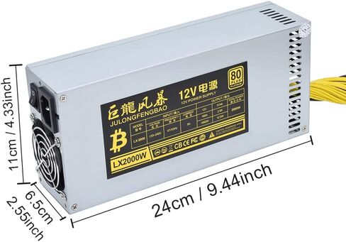 12V 166A AC110-240V 10x6pin 2000W PSU، لـ Bitmain Antminer S9 S7 L3 BTC LTC ETH مصدر إمداد الطاقة للتعدين in Kuwait