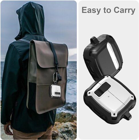 Compatible with Samsung Galaxy Buds 3 Case & Galaxy Buds 3 Pro Case,Full-Body Shockproof Secure Lock Clip Hard Case with Carabiner,Cleaning Pen - Black in Saudi Arabia