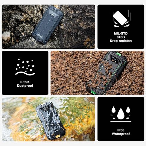 DOOGEE S41 MAX هواتف ذكية متينة، 16 جيجابايت + 256 جيجابايت/1 تيرابايت فتح الهواتف المحمولة، هاتف Android 13 القوي، بطارية 6300 مللي أمبير في الساعة، هاتف محمول متين 5.5 بوصة HD+، IP68/69K/شريحة اتصال 4G مزدوجة/معرف الوجه/OTG/NFC/GPS، أسود in Saudi Arabia