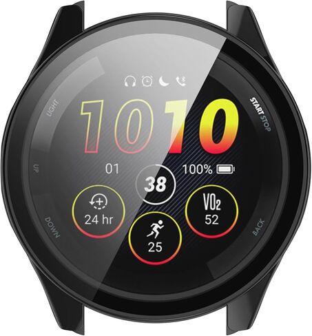 LOKEKE Compatible with Garmin Forerunner165/165 Music Full Coverage PC Protective Case Cover Tempered Glass Screen Protector（Black in Saudi Arabia