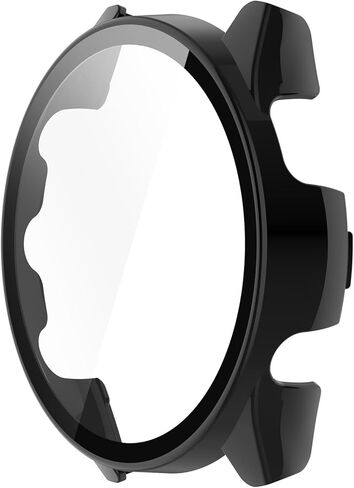 LOKEKE Compatible with Garmin Forerunner165/165 Music Full Coverage PC Protective Case Cover Tempered Glass Screen Protector（Black in Saudi Arabia