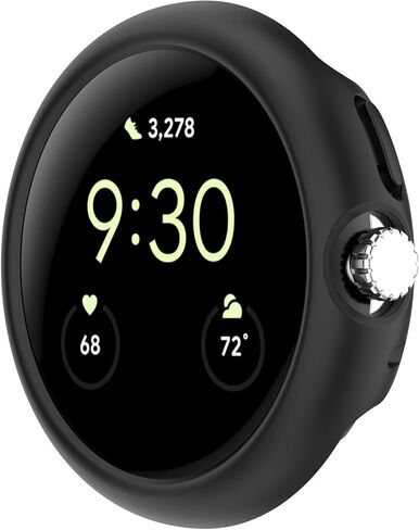 LOKEKE Compatible with Google Pixel Watch Protective Case Cover, PC Protective Case Cover Shell Compatible with Google Pixel Watch(PC Black) in Kuwait