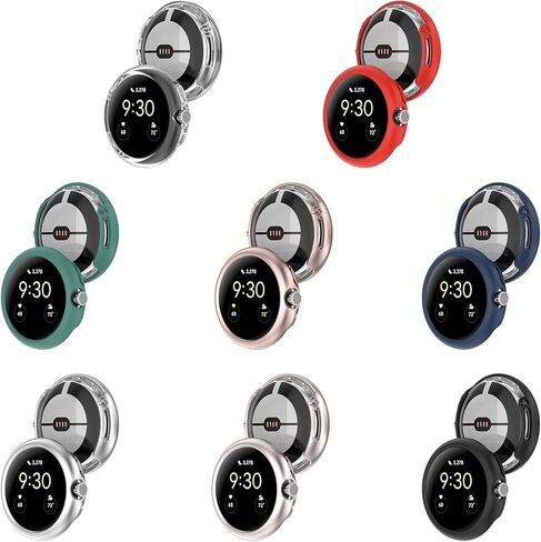 LOKEKE Compatible with Google Pixel Watch Protective Case Cover, PC Protective Case Cover Shell Compatible with Google Pixel Watch(PC Black) in Kuwait