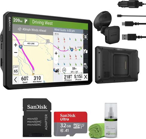 Garmin Dezl OTR820 GPS Truck Navigator شاشة لمس 8 بوصات، ملاحة GPS تجارية لحزمة سائقي الشاحنات شبه مع بطاقة ذاكرة SD سعة 32 جيجابايت + مجموعة تنظيف LCD in Saudi Arabia