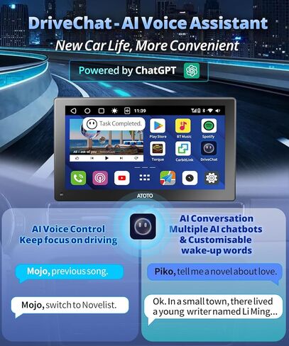 شاشة ATOTOAONE Apple Carplay للسيارة، Carplay اللاسلكية وستيريو السيارة Android Auto، جهاز ملاحة GPS مع 9 بوصة QLED، FM، MirrorLink، كاميرا أمامية وHD، P909PR-S1 in Saudi Arabia