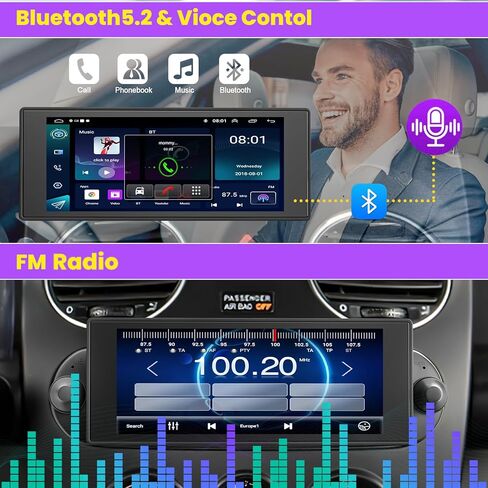 [4+64G]Car Radio for VW Volkswagen Beetle 2004-2010 with Wireless Carplay&Android Auto, 6.8 inch IPS Touchscreen Android VW stereo support Bluetooth/Hi-Fi Audio/GPS/Wifi/FM Radio/SWC+AHD Backup Camera in Kuwait
