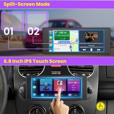 [4+64G]Car Radio for VW Volkswagen Beetle 2004-2010 with Wireless Carplay&Android Auto, 6.8 inch IPS Touchscreen Android VW stereo support Bluetooth/Hi-Fi Audio/GPS/Wifi/FM Radio/SWC+AHD Backup Camera in Kuwait