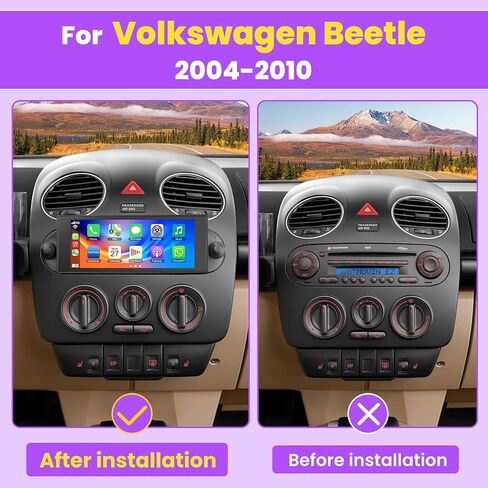 [4+64G]Car Radio for VW Volkswagen Beetle 2004-2010 with Wireless Carplay&Android Auto, 6.8 inch IPS Touchscreen Android VW stereo support Bluetooth/Hi-Fi Audio/GPS/Wifi/FM Radio/SWC+AHD Backup Camera in Kuwait
