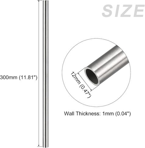 أنبوب METALLIXITY 304 من الفولاذ المقاوم للصدأ (14 مم OD × 0.5 مم طول × 300 مم طول)، أنابيب مستقيمة - للتأثيث المنزلي والآلات in Kuwait
