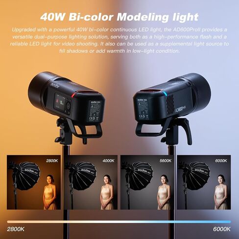Godox AD600Pro II Outdoor Strobe Light 600Ws 2.4 GHz Wireless TTL Camera Flash Speedlite TFT Screen for Onboard Control Powerful Li-ion Battery 1/8000s HSS 0.01-0.9s Recycling Time 360 Full Power in Saudi Arabia