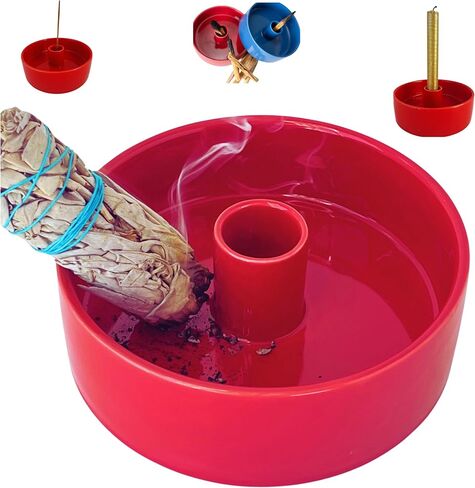 Ceramic Bowl Candle Holder Multi Use Sturdy Large Incense Holder for Palo Santo & Sage Bowl for smudging Incense ash Catcher Incense Plate Modern Incense Holder for Meditation Yoga Spaces (Rose) in Saudi Arabia