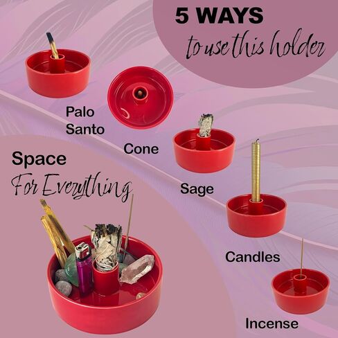 Ceramic Bowl Candle Holder Multi Use Sturdy Large Incense Holder for Palo Santo & Sage Bowl for smudging Incense ash Catcher Incense Plate Modern Incense Holder for Meditation Yoga Spaces (Rose) in Saudi Arabia