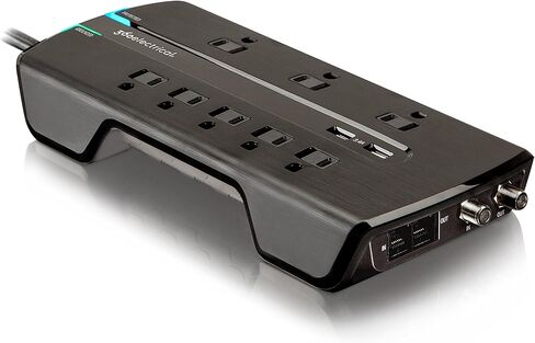 360 Electrical 360550 Visionary3.4 Surge Protector with 8 Outlets, Combo Data, Dual 3.4 Amp/17 Watt USB Charging, White in Kuwait