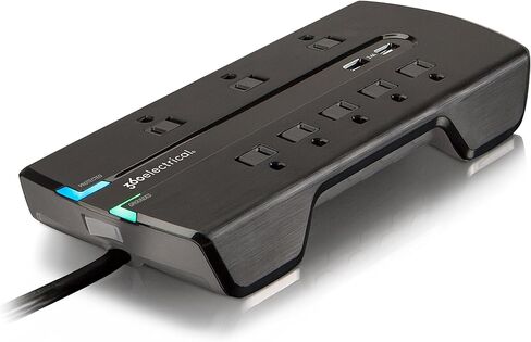 360 Electrical 360550 Visionary3.4 Surge Protector with 8 Outlets, Combo Data, Dual 3.4 Amp/17 Watt USB Charging, White in Kuwait