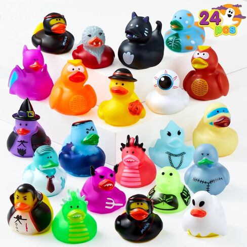 JOYIN 24 PCS Halloween Rubber Ducks, Halloween Style Design Ducks Toys for Kids Trick or Treat Supplies, Goodie Bag Fillers, Party Favors, Halloween Themed Bathtub Toys in Saudi Arabia