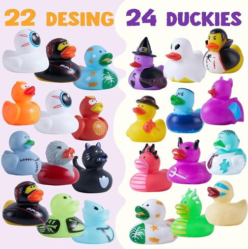 JOYIN 24 PCS Halloween Rubber Ducks, Halloween Style Design Ducks Toys for Kids Trick or Treat Supplies, Goodie Bag Fillers, Party Favors, Halloween Themed Bathtub Toys in Saudi Arabia