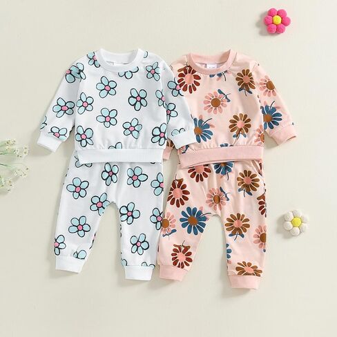 ملابس طفل رضيع فتاة الأزهار طويلة الأكمام البلوز البلوز قمم السراويل مجموعة زهرة الرضع الخريف الشتاء وتتسابق in Kuwait