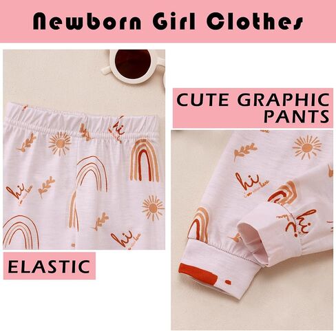 CM C&M WODRO Newborn Infant Girl Clothes Baby Coming Home Hospital Outfit I'm New Here Bodysuit Romper Pants Hat Headband in Saudi Arabia