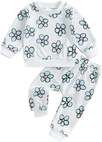 ملابس طفل رضيع فتاة الأزهار طويلة الأكمام البلوز البلوز قمم السراويل مجموعة زهرة الرضع الخريف الشتاء وتتسابق in Kuwait