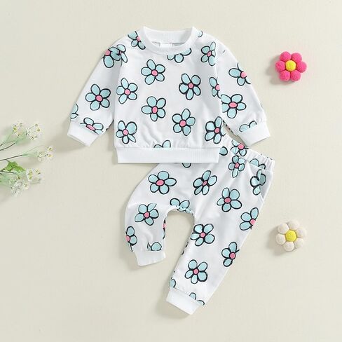 ملابس طفل رضيع فتاة الأزهار طويلة الأكمام البلوز البلوز قمم السراويل مجموعة زهرة الرضع الخريف الشتاء وتتسابق in Kuwait