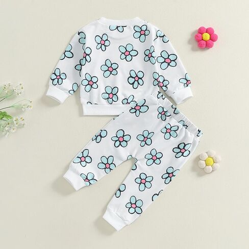 ملابس طفل رضيع فتاة الأزهار طويلة الأكمام البلوز البلوز قمم السراويل مجموعة زهرة الرضع الخريف الشتاء وتتسابق in Kuwait