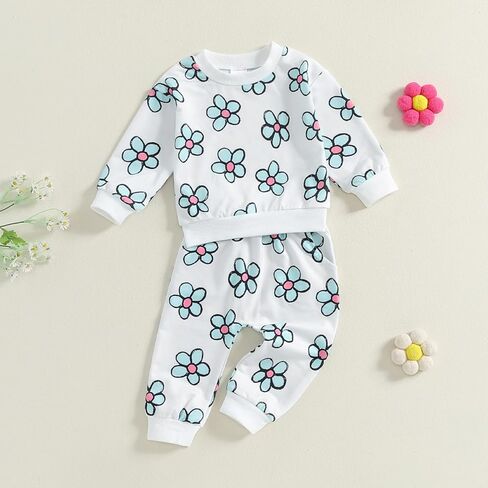 ملابس طفل رضيع فتاة الأزهار طويلة الأكمام البلوز البلوز قمم السراويل مجموعة زهرة الرضع الخريف الشتاء وتتسابق in Kuwait