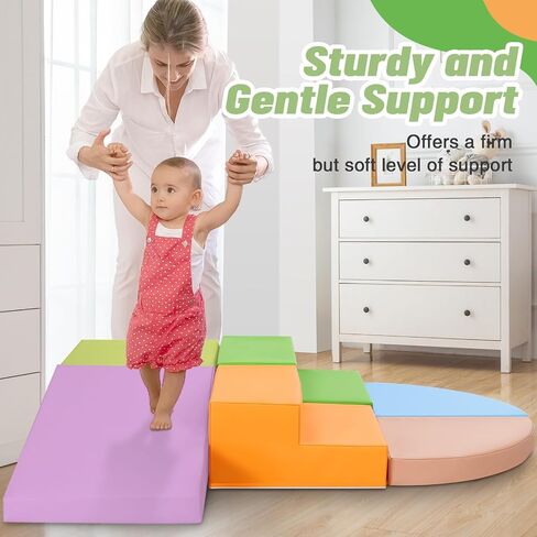 6-Piece Soft PU Leather Toddlers Climbing Toys, Baby Foam Climbing Blocks for Toddlers, Foam Play Gym Climbing Structures for Toddlers 3, Indoor Climb and Crawl Activity Play Set in Saudi Arabia