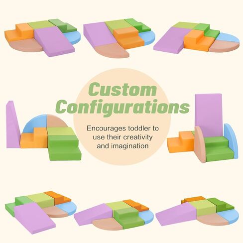 6-Piece Soft PU Leather Toddlers Climbing Toys, Baby Foam Climbing Blocks for Toddlers, Foam Play Gym Climbing Structures for Toddlers 3, Indoor Climb and Crawl Activity Play Set in Saudi Arabia