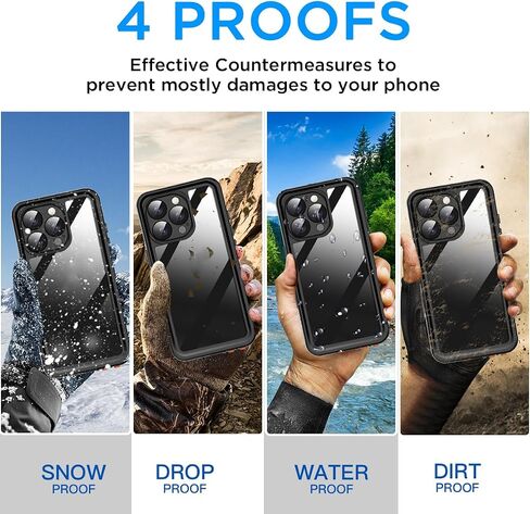 AICase متوافق مع حافظة iPhone 16 Pro Max مقاومة للماء، وواقي شاشة مدمج مقاوم للماء ومقاوم للصدمات والغبار ومقاوم للثلوج، جراب هاتف متين تحت الماء in Kuwait