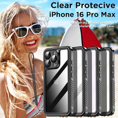 AICase متوافق مع حافظة iPhone 16 Pro Max مقاومة للماء، وواقي شاشة مدمج مقاوم للماء ومقاوم للصدمات والغبار ومقاوم للثلوج، جراب هاتف متين تحت الماء in Kuwait