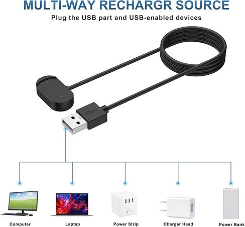 Charger Compatible with Amazfit T-Rex 2 (Only), Replacement Magnetic USB Type A Charging Cable Cord for Amazfit T-Rex 2 Smart Watch Accessories (3.3FT) in Saudi Arabia