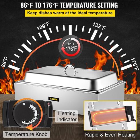 VEVOR Electric Soup Warmer, Four 7.4QT Stainless Steel Round Pot, 1500W Commercial Food Warmer, 86~185°F Adjustable Temp, Bain Marie with Anti-Dry Burn and Reset Button, for Restaurant, Buffet in Saudi Arabia