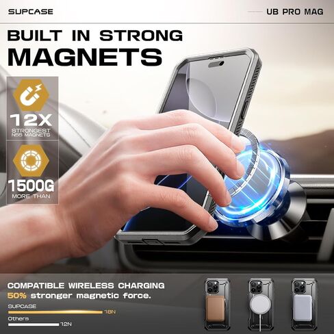 SUPCASE for iPhone 16 Pro Case with Stand (UBPro Mag), [Support MagSafe] [Built-in Screen Protector & Belt Clip] [Military-Grade Protection] Magnetic Phone Case for iPhone 16 Pro 6.3'' 2024, Black in Saudi Arabia