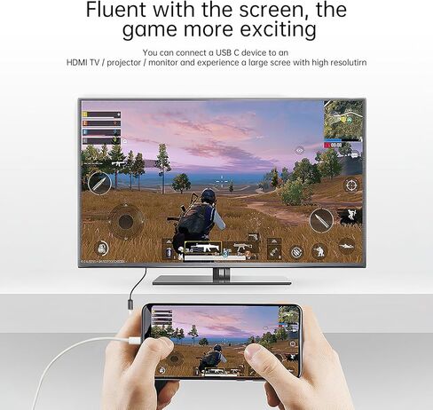 محول ELUTENG USB C أنثى إلى HDMI ذكر أحادي الاتجاه من النوع C 3.1 (المصدر) إلى HDMI (العرض) محول 4K@60 هرتز Thunderbolt 3 لسلسلة iPhone 15 وMacBook وiMac وiPad Pro in Kuwait