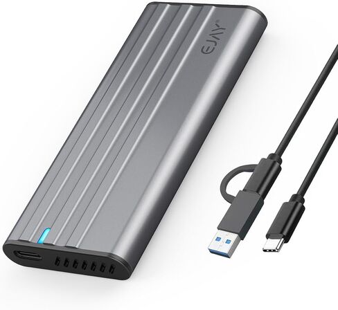 EJAY Aluminum Type C Tool-Free M.2 NVME SSD Enclosure,USB 3.1 Gen 2 10 Gbps PCIE to USB C External Case Adapter with UASP Trim and Silicone Cooling plate (M201N(V)) in Saudi Arabia