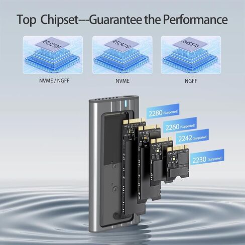 EJAY Aluminum Type C Tool-Free M.2 NVME SSD Enclosure,USB 3.1 Gen 2 10 Gbps PCIE to USB C External Case Adapter with UASP Trim and Silicone Cooling plate (M201N(V)) in Saudi Arabia
