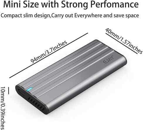 EJAY Aluminum Type C Tool-Free M.2 NVME SSD Enclosure,USB 3.1 Gen 2 10 Gbps PCIE to USB C External Case Adapter with UASP Trim and Silicone Cooling plate (M201N(V)) in Saudi Arabia
