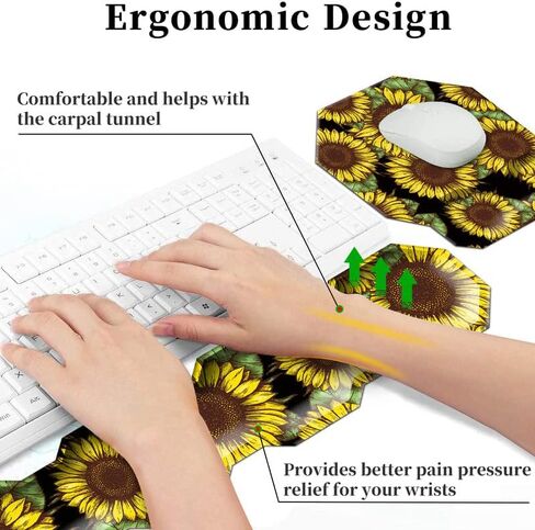 Keyboard Wrist Rest and Mouse Pad Wrist Support Set with Coaster, Ergonomic Memory Foam Gel Mouse Pad Keyboard Wrist Cushion for Laptop Computer Gaming Office Work-Watercolor Red Rose Floral in Saudi Arabia