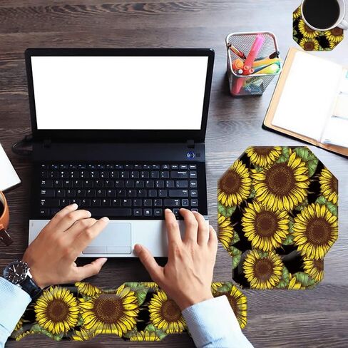 Keyboard Wrist Rest and Mouse Pad Wrist Support Set with Coaster, Ergonomic Memory Foam Gel Mouse Pad Keyboard Wrist Cushion for Laptop Computer Gaming Office Work-Watercolor Red Rose Floral in Saudi Arabia