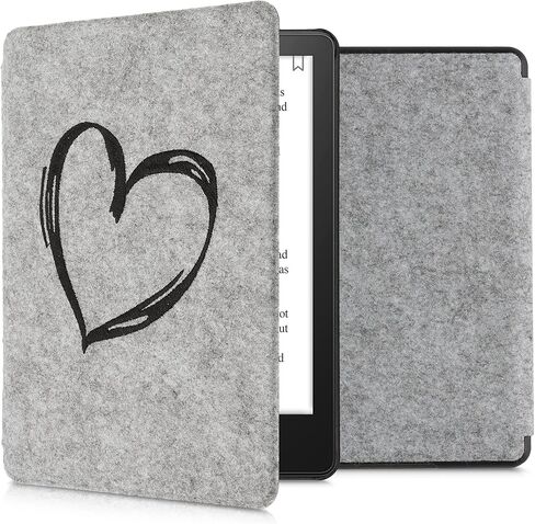 حافظة kwmobile متوافقة مع Amazon Kindle Paperwhite 11. Generation 2021 - حافظة حماية للقارئ الإلكتروني مصنوعة من نسيج اللباد على شكل كتاب - مخطط سفر أبيض/رمادي داكن in Kuwait