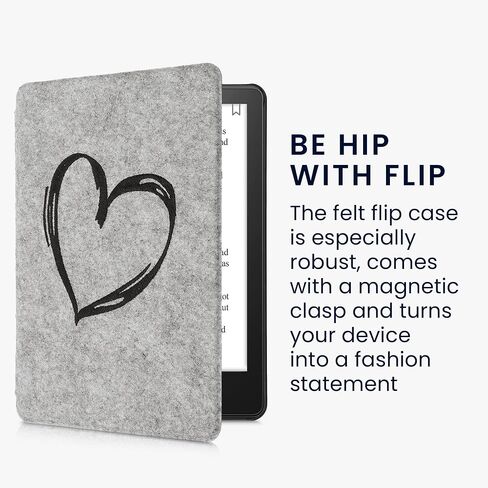 حافظة kwmobile متوافقة مع Amazon Kindle Paperwhite 11. Generation 2021 - حافظة حماية للقارئ الإلكتروني مصنوعة من نسيج اللباد على شكل كتاب - مخطط سفر أبيض/رمادي داكن in Kuwait