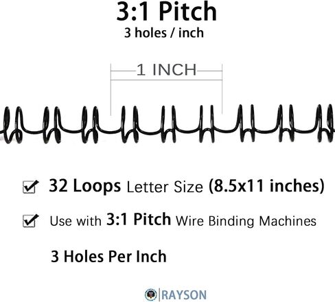 Rayson WR-32-95-100-B أسلاك ربط ذات حلقة مزدوجة 7/16 بوصة 3:1 سلك ربط 32 حلقة سلكية حزمة من 100 قطعة باللون الأسود in Saudi Arabia