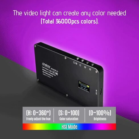 RGB Video Light, Portable Light Panel 3000K-6500K Dimmable Brightness 30 Special Effects CRI ≥95 for Video Recording Product Photography in Saudi Arabia