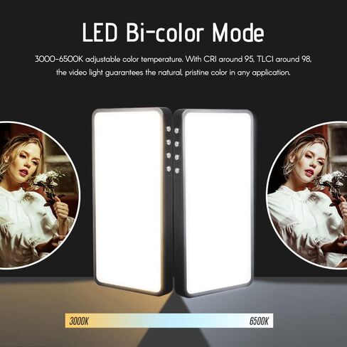 RGB Video Light, Portable Light Panel 3000K-6500K Dimmable Brightness 30 Special Effects CRI ≥95 for Video Recording Product Photography in Saudi Arabia