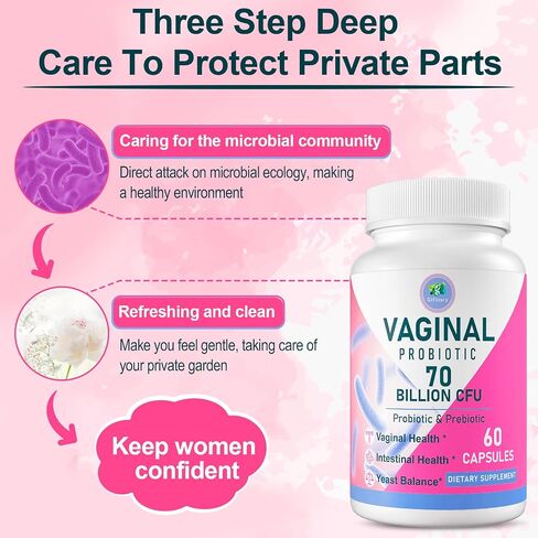 Vaginal Probiotics for Women, 70 Billion CFU 13 Strains, Women Probiotics & Prebiotics & D-Mannose, for Vaginal, Urinary, pH Balance, Immune & Digestive Health - Shelf Stable, 60 Capsules Supply in Saudi Arabia