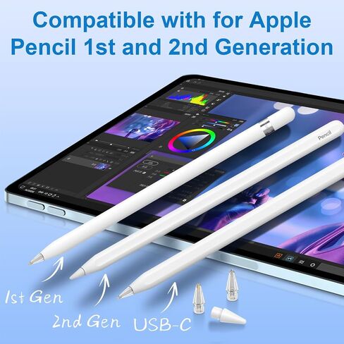 6 PCS Tips for Apple Pencil 2nd 1st Generation and USB-C,Tips for iPad Pencil(White/Clear) in Saudi Arabia