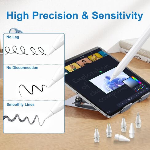 6 PCS Tips for Apple Pencil 2nd 1st Generation and USB-C,Tips for iPad Pencil(White/Clear) in Saudi Arabia