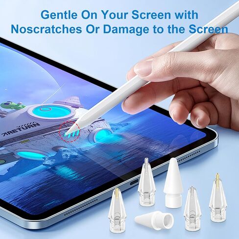 6 PCS Tips for Apple Pencil 2nd 1st Generation and USB-C,Tips for iPad Pencil(White/Clear) in Saudi Arabia
