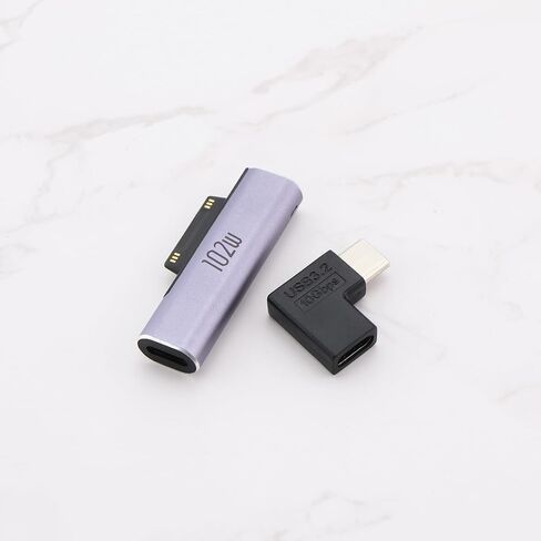 قطعتان من محول من النوع C إلى السطح ومحول من النوع C ذكر إلى أنثى بقدرة 102 وات 15V3A متوافق مع Microsoft Surface Pro 9/8/7/6/5/4/3/X Surface Go in Kuwait